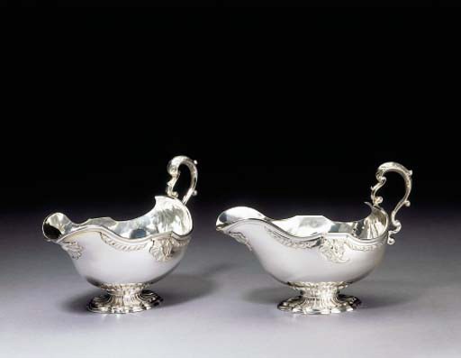 A PAIR OF GEORGE II SILVER SAUCEBOATS