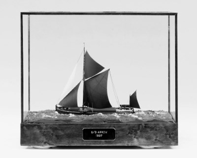 A detailed exhibition standard 18ft:1in scale waterline model of the Thames Spritsail Barge Arrow of circa 1897
