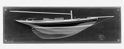 A well presented half block model of the racing yacht Lona II, designed by J.Pain Clark circa 1905