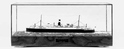 A finely detailed exhibition standard 50ft:1in. scale waterline model of the Donaldson Line S.S. Athenia