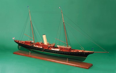 A well detailed static display scale model of the S.Y. Corsair (1890)