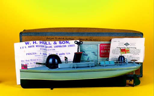 A Bing clockwork 38cm. Gunboat
