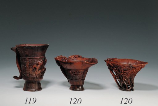 A RHINOCEROS HORN ARCHAISTIC LIBATION CUP