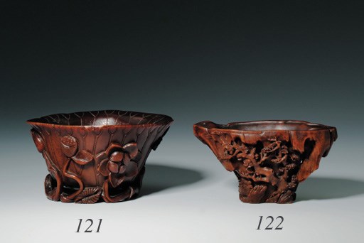 A RHINOCEROS HORN 'FLORAL' LIBATION CUP