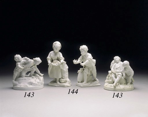 A PAIR OF LUNEVILLE (PAUL-LOUIS CYFFLE) BISCUIT GROUPS