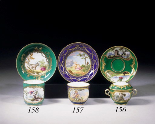 A SEVRES BLEU NOUVEAU CUP AND SAUCER (GOBELET 'CALABRE' ET SOUCOUPE)