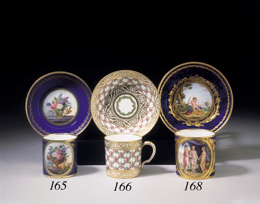 A SEVRES BLEU NOUVEAU COFFEE CAN AND SAUCER (GOBELET 'LITRON' ET SOUCOUPE, 1ERE GRANDEUR)