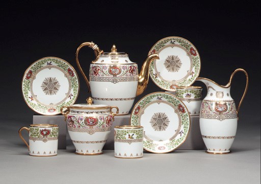 A SEVRES (HARD PASTE) PART TEA AND COFFEE SERVICE FROM THE 'SERVICE DE CHASSE' OF LOUIS PHILIPPE, KING OF THE FRENCH