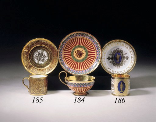 A PARIS (NAST) GOLD AND COBALT-BLUE GROUND COFFEE-CAN AND SAUCER