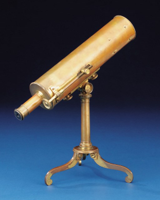 A 19th-Century 2½-inch brass reflecting telescope of small size,