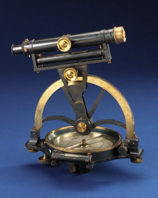 A fine oxidised-brass Henderson's-pattern theodolite,