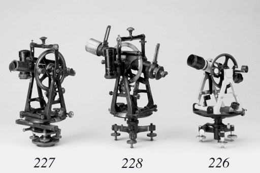 A late 19th-Century oxidised-brass transit theodolite,