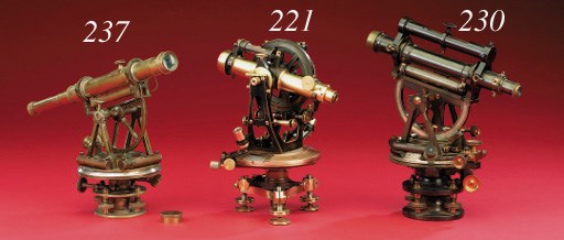 A late 19th-Century oxidised and lacquered-brass theodolite,