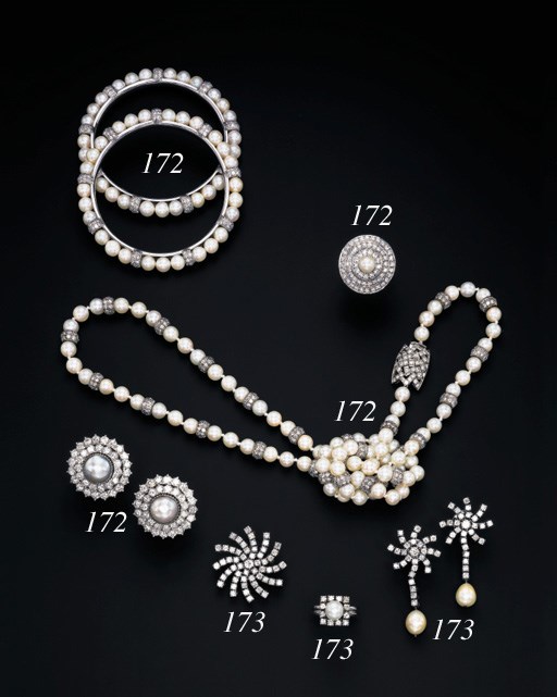 A GROUP OF CULTURED PEARL AND DIAMOND JEWELLERY