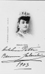 PATTI, Adelina (1843-1919). Fotografia (presa in giovane età: Faulkner, London) della grandissima soprano, al recto di una cartolina postale. Firma ("Adelina Patti Baronessa Soderstrom") e data (1903) autografe.