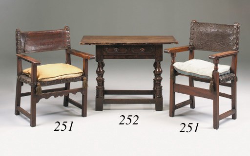 A Continental walnut side table, 17th/18th century and later