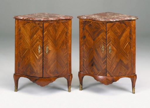 A pair of Continental kingwood crossbanded encoignures, late 18th century