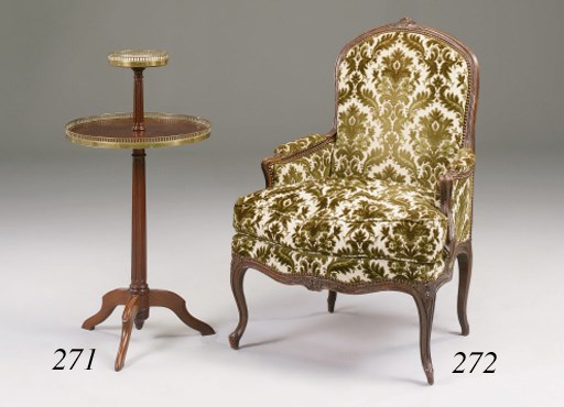 A French mahogany and brass mounted twin tier etagere, 19th century