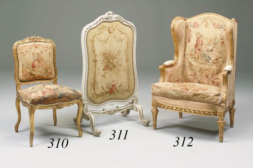 A French carved giltwood and tapestry upholstered salon chair, 19th century