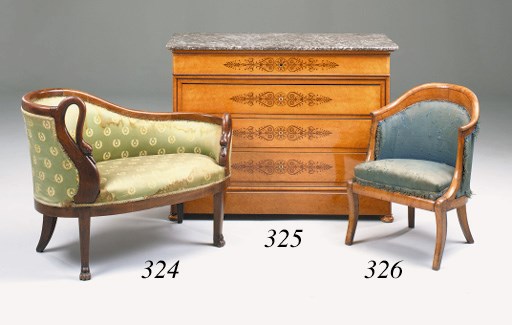 An Empire mahogany meridienne or small sofa