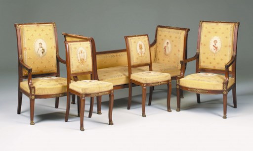 A French mahogany and gilt-metal mounted salon suite, late 19th century