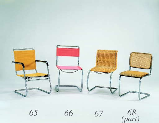 A CHROMIUM-PLATED TUBULAR STEEL'WEISSENHOF' SIDE CHAIR, MODEL MR533g
