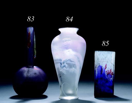 AN ETCHED AND ENAMELED GLASS VASE