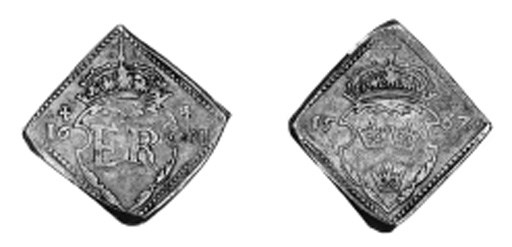 16-Öre klipping, 1562, 23.47g., similar, but the crosses are above the value (Ant.570; SM.43b), very fine
