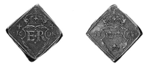 16-Öre klipping, 1563, 22.80g., similar, but dots between letters (Ant. -; SM.44a), uneven edge, good fine