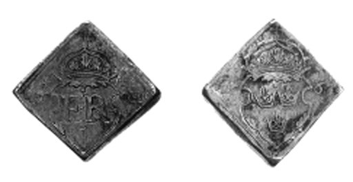 16-Öre klipping, 1563, 23.33., similar, but ORE for OR and very rare type of crown for this year (Ant. -; SM. -), good very fine, with a hint of bloom, extremely rare