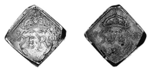 16-Öre klipping, 1563, 23.43g., similar but ORE for OR (Ant. -; SM. -), very rare type of crown for this year (unique?), surface porosity on reverse, otherwise almost very fine