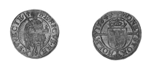 Öre, 1564, 2.78g., Stockholm, crowned and amoured figure of king standing holding orb and sword, rev. crowned arms of Sweden with large E in centre, superimposed on long cross (Ant.556; SM.35), a little buckled, otherwise extremely fine, very rare in this condition
