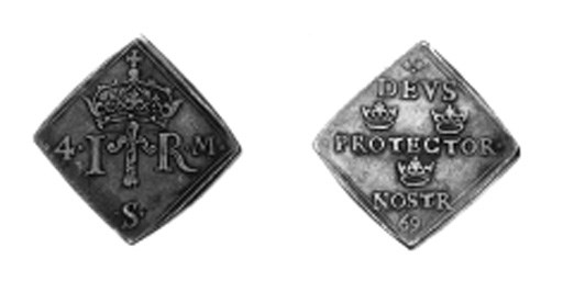 4-Mark klipping, (15)69, 12.10g., crown above Vasa badge between I-R and value, letter S below, rev. DEUS PROTECTOR NOSTR divided by three crowns, date below (Lev.771; Ant.201; SM.124), very fine