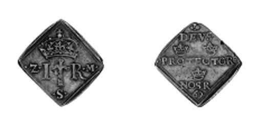 2-Mark klipping, (15)69, 6.44g., similar but reads NOSR (Lev.781; SM.129), very fine, toned, very rare