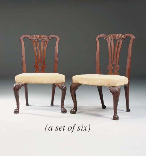 A SET OF SIX IRISH GEORGE III MAHOGANY SIDE CHAIRS