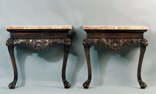 A PAIR OF IRISH MAHOGANY CONSOLE TABLES