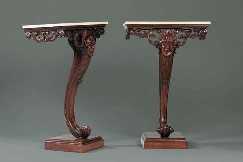A PAIR OF IRISH MAHOGANY CONSOLE TABLES