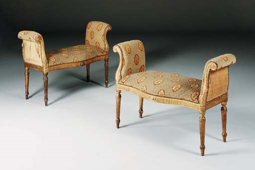 A PAIR OF GEORGE III GILTWOOD WINDOW SEATS