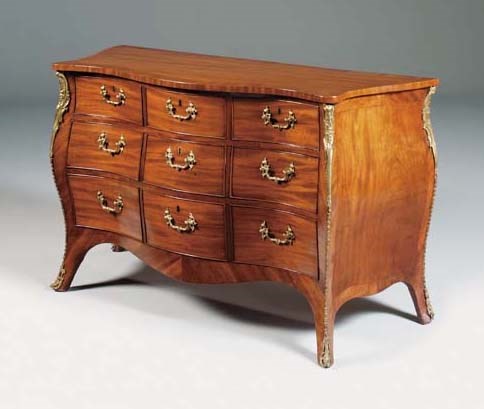 A GEORGE III ORMOLU-MOUNTED MAHOGANY COMMODE