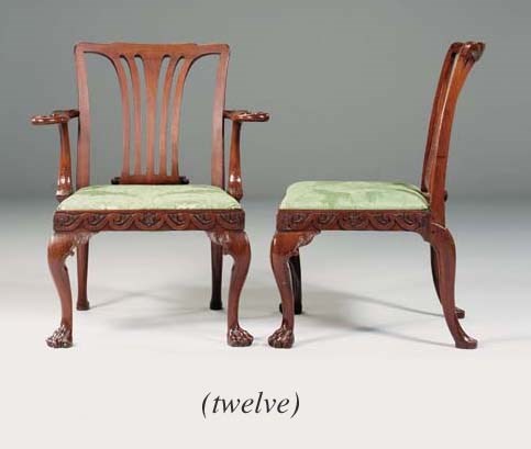 A SET OF TWELVE MAHOGANY DINING-CHAIRS