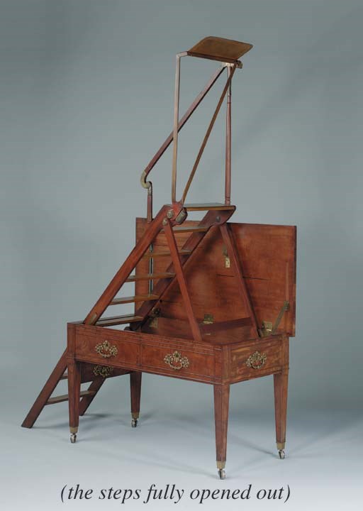 A SET OF GEORGE III MAHOGANY METAMORPHIC LIBRARY TABLE