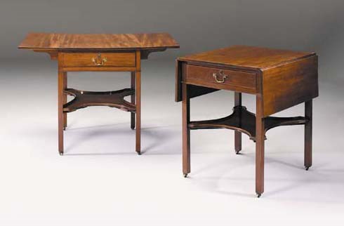 A NEAR PAIR OF GEORGE III MAHOGANY PEMBROKE TABLES