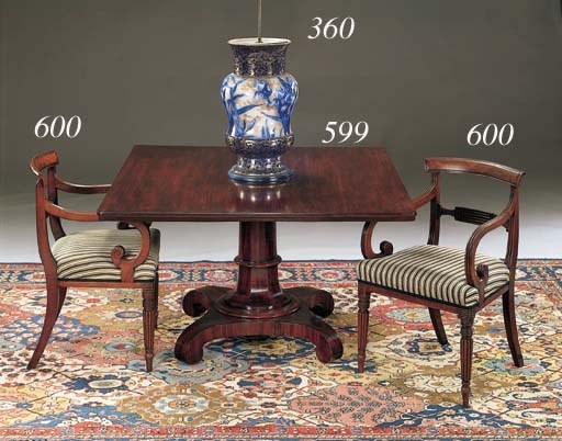 A PAIR OF REGENCY MAHOGANY ARMCHAIRS