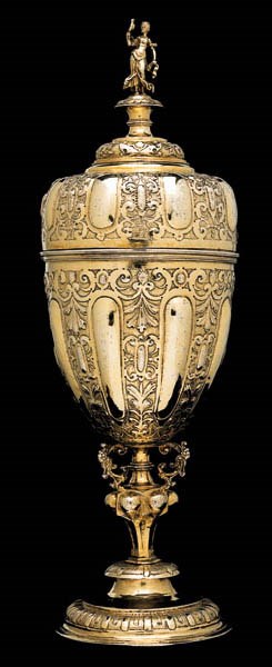 A GERMAN SILVER-GILT CUP AND COVER