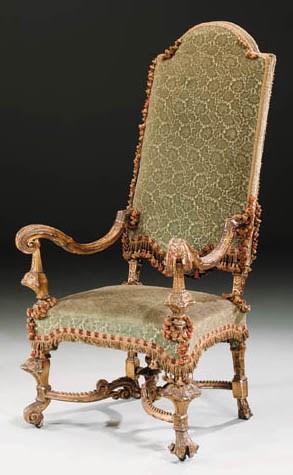 A QUEEN ANNE GILTWOOD ARMCHAIR