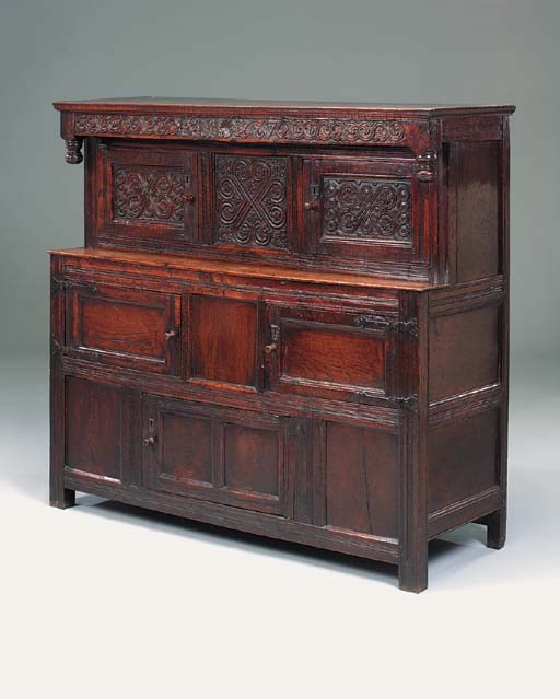 An oak press cupboard, Lake District, late 17th century