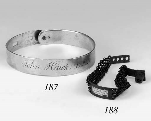 A brass dog collar, 18th century