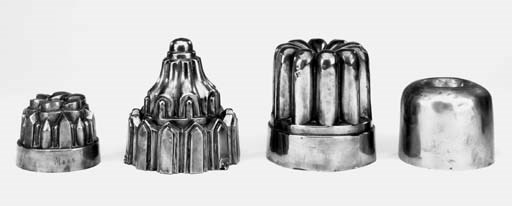 Four copper jelly moulds, 19th and early 20th century
