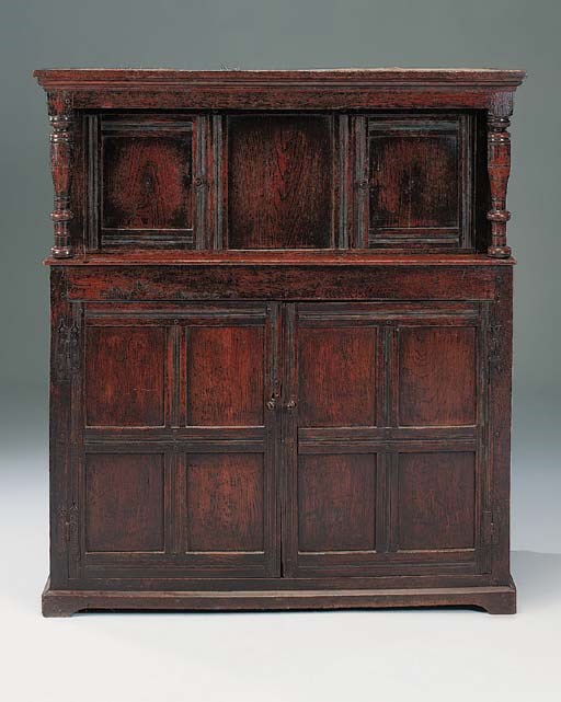 An oak press cupboard, North Country, late 17th/early 18th century