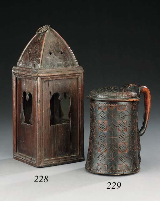 A Norweigen birch peg tankard, dated 1866